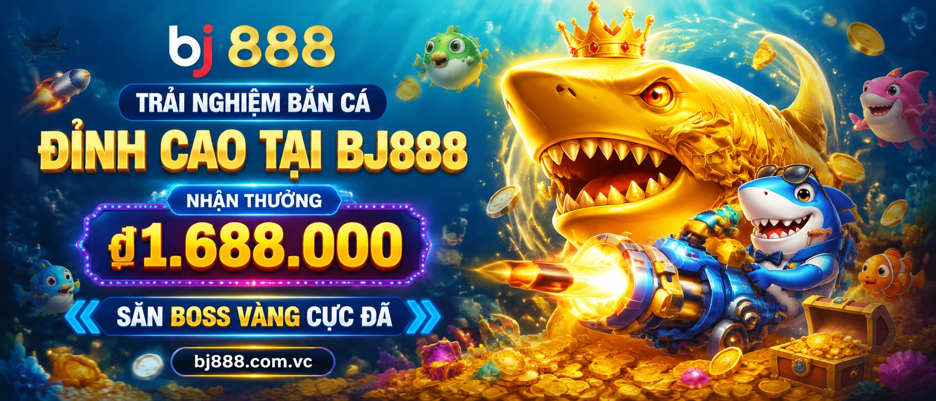 Sảnh Bắn Cá BJ888 giao diện đại dương, màu sắc sống động